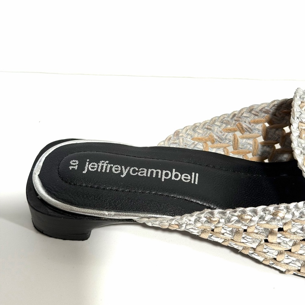 Free People Jeffrey Campbell Dolci Silver Metallic Woven Flat Mules - Picture 9 of 13